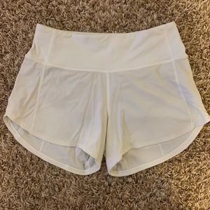 lululemon white speed up shorts. 4 inch inseam, size 2. $20